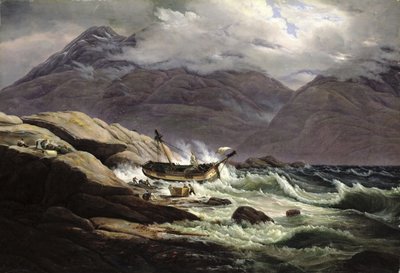 Naufragio sulla costa norvegese da Johan Christian Dahl